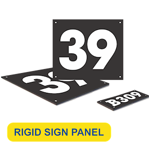 Side view and face view of rigid sign panel